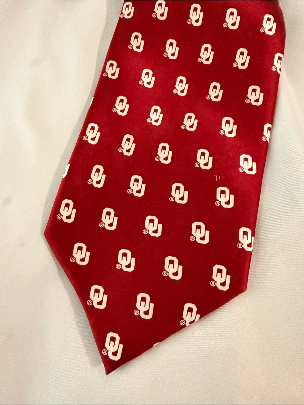 University of Oklahoma Crimson Tie with OU Logo